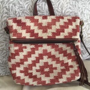 Patricia Nash Red and Cream Woven Crossbody Bag